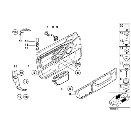 Clip de porte - Pièce d'origine BMW 51418247000 Clip de porte - Pièce d'origine BMW 51418247000
