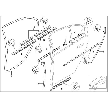Joint d'étanchéité de porte droite - Pièce d'origine BMW 51228223760 Joint d'étanchéité de porte droite - Pièce d'origine BMW 51228223760