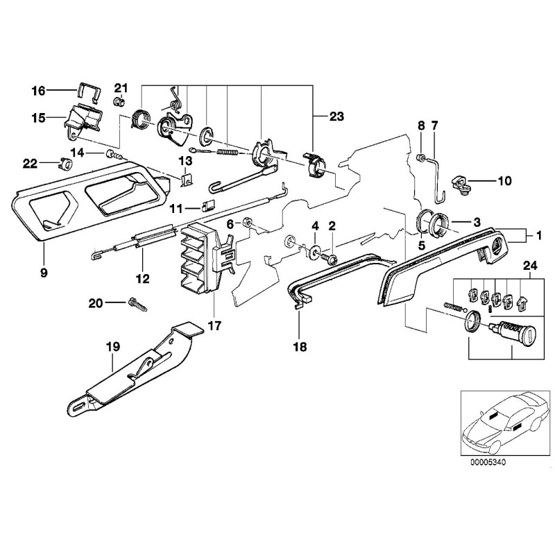Câble de déverrouillage de la serrure de porte gauche - Pièce d'origine BMW 51218148619