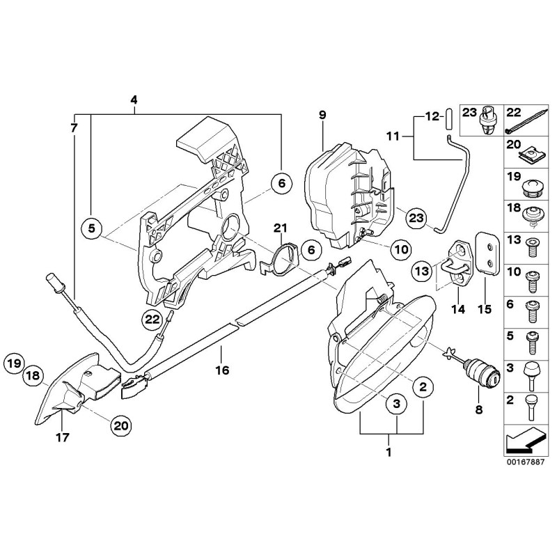 Câble Bowden de verrouillage de porte - Pièce d'origine BMW 51217036784