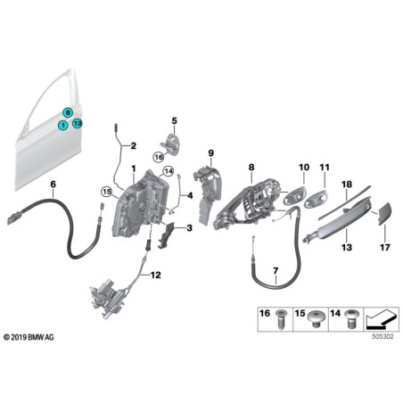 Serrure de porte avant gauche - Pièce d'origine BMW 51217281945