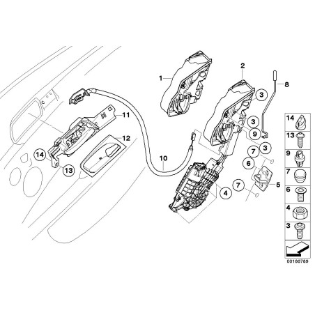 Mécanisme de verrouillage de porte arrière gauche - Pièce d'origine BMW 51227315023