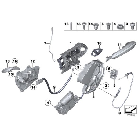 Mécanisme de verrouillage de porte arrière droite - Pièce d'origine BMW 51227154516