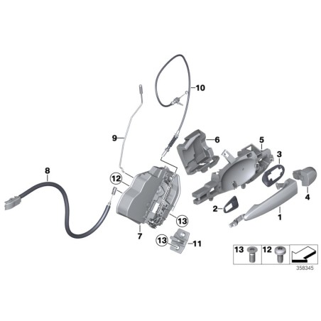 Unité de verrouillage de porte arrière gauche - Pièce d'origine BMW 51227318413