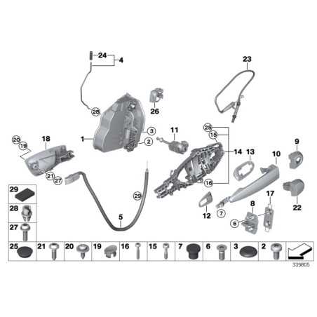 Serrure de porte avec clé gauche - Pièce d'origine BMW 51217162427