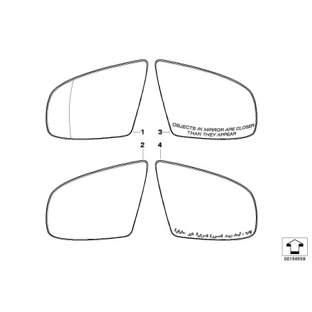 Verre de rétroviseur - Pièce d'origine BMW 51167298162 Verre de rétroviseur - Pièce d'origine BMW 51167298162