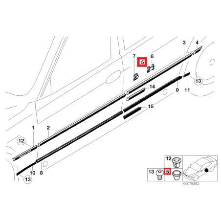 Clip de moulure de porte Grommet 20pcs - Pièce d'origine BMW 51131960127