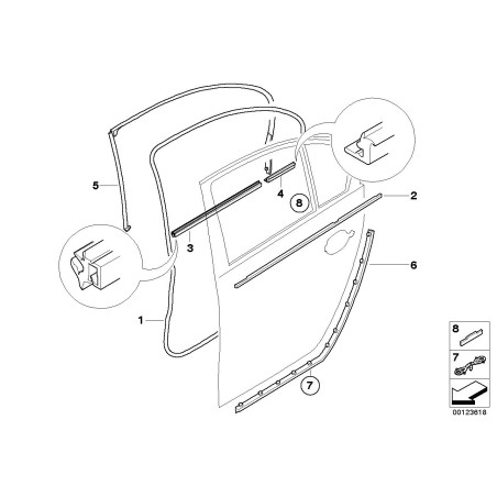 Joint de porte sur la porte - Pièce d'origine BMW 51227033795