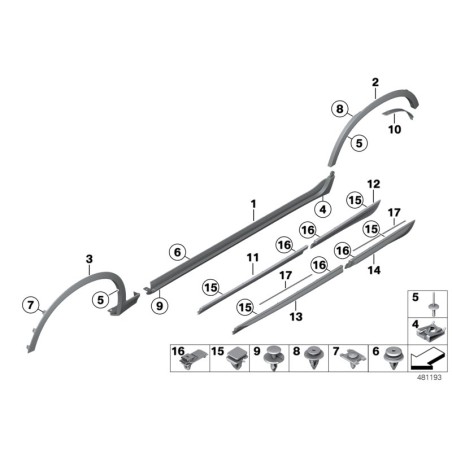 Clip de seuil de porte - Pièce d'origine BMW 51718259025