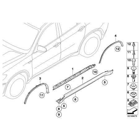 Garniture de seuil de porte - Pièce d'origine BMW 51777176234 Garniture de seuil de porte - Pièce d'origine BMW 51777176234