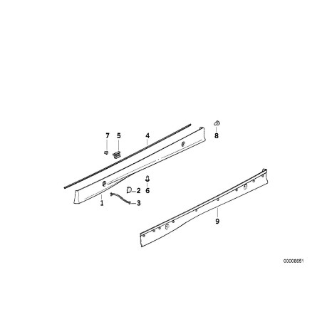 Garniture de seuil de porte Clips 10 pièces - Pièce d'origine BMW 51712234032