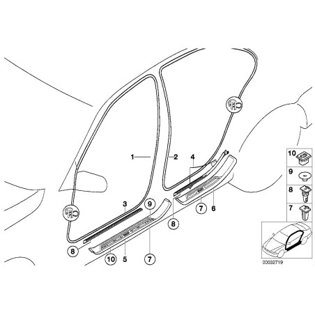 Insert de seuil de porte - Pièce d'origine BMW 51418252848 Insert de seuil de porte - Pièce d'origine BMW 51418252848