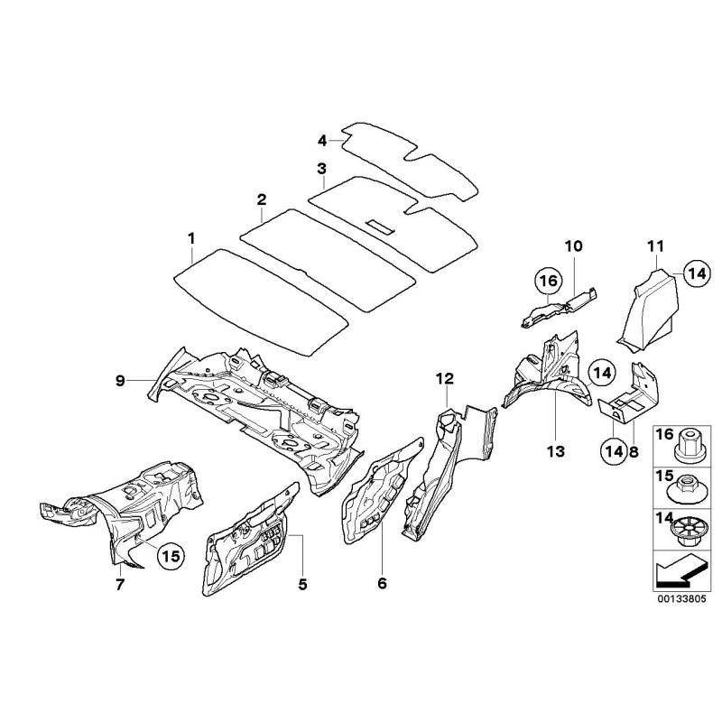 Isolation phonique de porte arrière gauche - Pièce d'origine BMW 51483335027