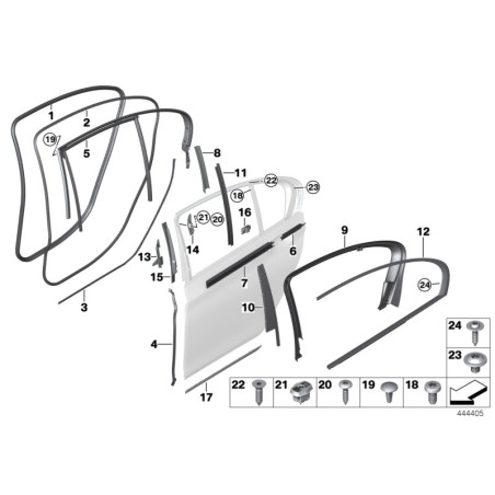 Bande de porte inférieure gauche - Pièce d'origine BMW 51357364353