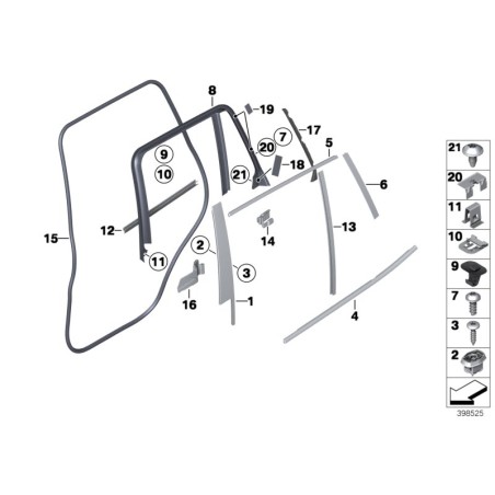 Joint d'étanchéité de porte arrière - Pièce d'origine BMW 51227300249 Joint d'étanchéité de porte arrière - Pièce d'origine BMW 51227300249