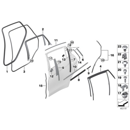 Joint d'étanchéité de porte arrière - Pièce d'origine BMW 51767317851 Joint d'étanchéité de porte arrière - Pièce d'origine BMW 51767317851