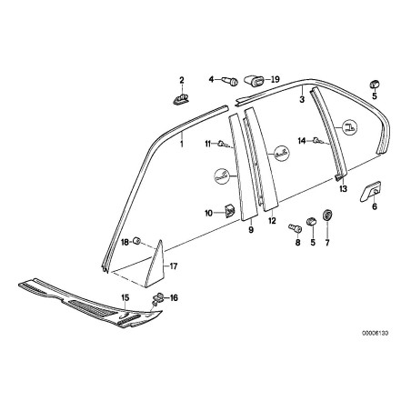 Moulure de fenêtre de porte gauche - Pièce d'origine BMW 51131944121