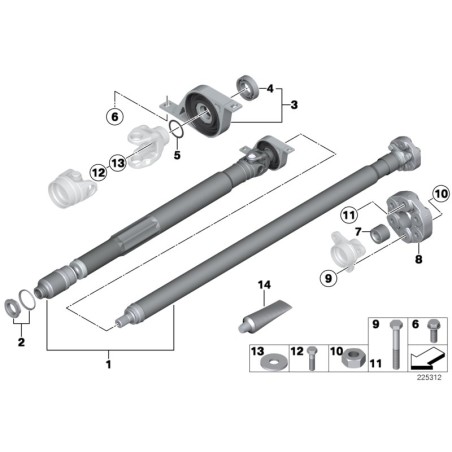 Joint flexible d'arbre de transmission en forme de beignet - Pièce d'origine BMW 26111225624