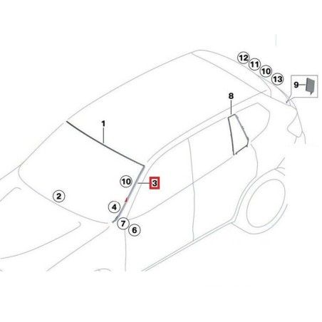 Moulure de gouttière côté gauche N/S - Pièce d'origine BMW 51137399031