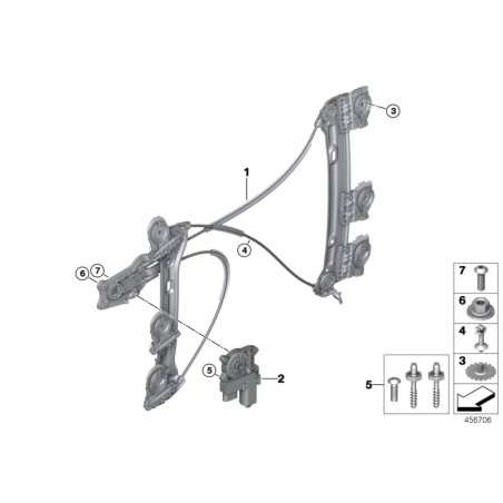 Entraînement pour lève-vitre - Pièce d'origine BMW 67627332800