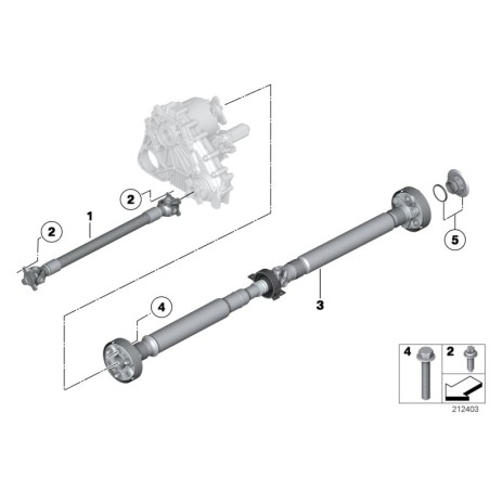 Assemblage de l'arbre de transmission avant - Pièce d'origine BMW 26208628043