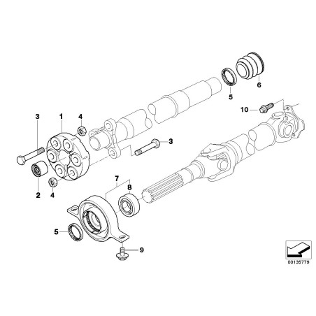 Support central d'arbre de transmission - Pièce d'origine BMW 26127501257