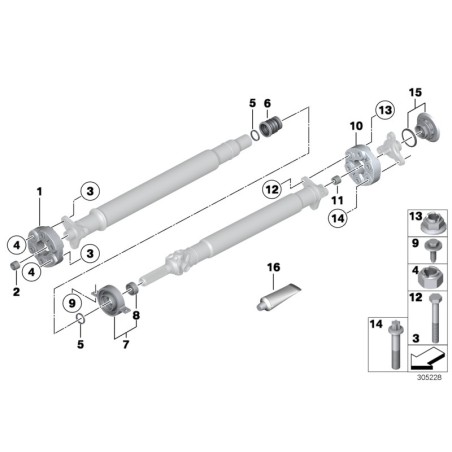 Roulement de support central d'arbre de transmission - Pièce d'origine BMW 26121225071