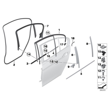 Cache de conduit de porte extérieure - Pièce d'origine BMW 51357258294