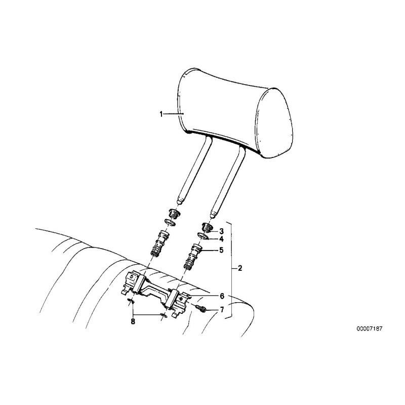 Kit de montage de l'appuie-tête arrière pour la série 3 E30 - Pièce d'origine BMW 52209058393