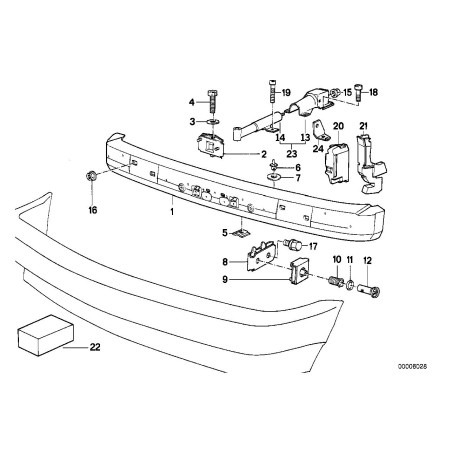 Support de montage de pare-chocs de la série 5 E34 - Pièce d'origine BMW 51111944545