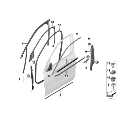 Protection de bordure de porte avant - Pièce d'origine BMW 51727440033