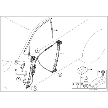 Lève-vitre électrique avant gauche - Pièce d'origine BMW 51338251351 Lève-vitre électrique avant gauche - Pièce d'origine BMW 51338251351