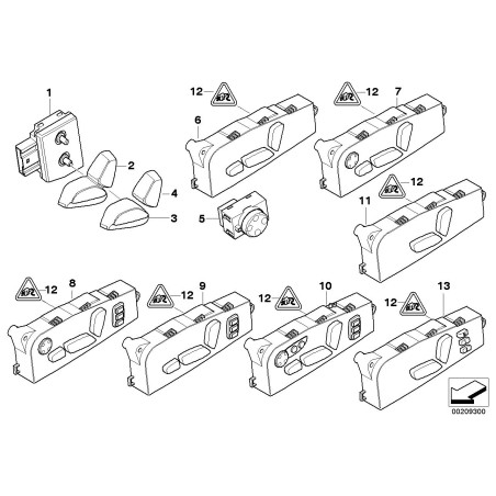 Interrupteur de réglage de siège électrique gauche N/S - Pièce d'origine BMW 61316930047