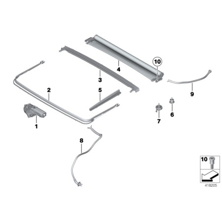 Store électrique pour pare-soleil couleur Oyster - Pièce d'origine BMW 54107237592
