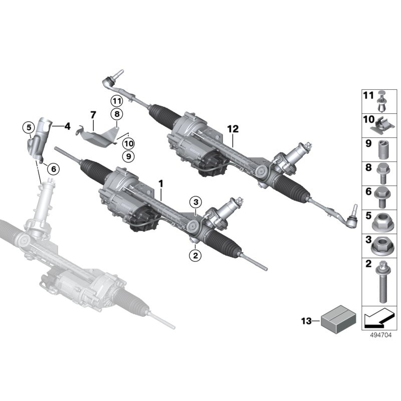 Crémaillère de direction électronique - Pièce d'origine BMW 32106891186