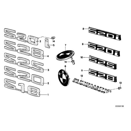 Emblème/Insigne de coffre - Pièce d'origine BMW 51141872327