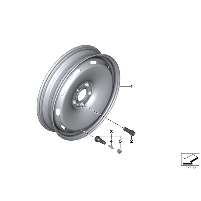 Roue de secours compacte en acier d'urgence - Pièce d'origine BMW 36116851507