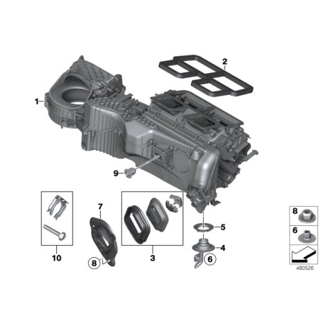 Boîtier vide pour unité de chauffage/climatisation - Pièce d'origine BMW 64119238644
