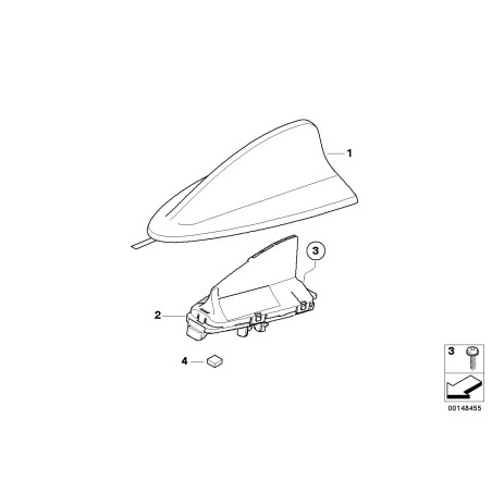 Boîtier vide pour antenne de toit - apprêté - Pièce d'origine BMW 65206955557
