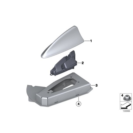 Boîtier vide pour couverture d'antenne de toit en forme de nageoire de requin - Pièce d'origine BMW 65206926461