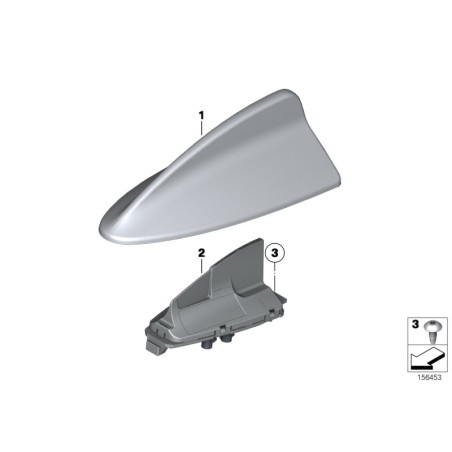 Boîtier vide pour couverture d'antenne de toit en forme de nageoire de requin - Pièce d'origine BMW 65209259440, apprêtée.