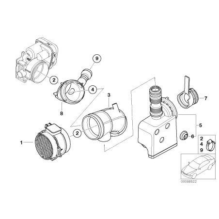 Pièce de tube de capteur de masse d'air du moteur - Pièce d'origine BMW 13547510315 Pièce de tube de capteur de masse d'air du moteur - Pièce d'origine BMW 13547510315