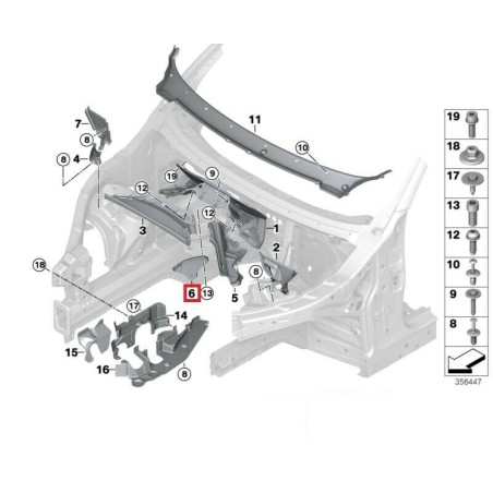 Couvercle du compartiment moteur côté gauche N/S - Pièce d'origine BMW 51757325411 Couvercle du compartiment moteur côté gauche N/S - Pièce d'origine BMW 51757325411