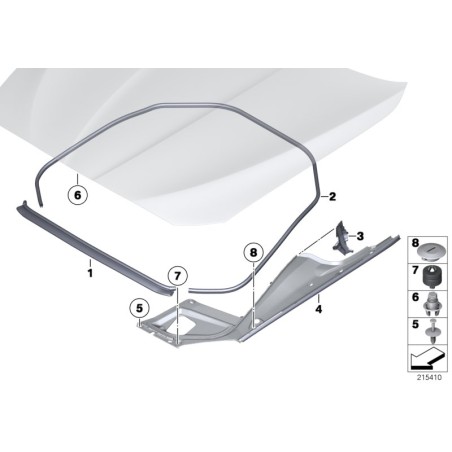 Pièce d'origine BMW 51767019804 : Joint de support de garniture de couvercle d'aile du compartiment moteur droit.