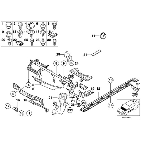Panneau de fermeture du compartiment moteur - Pièce d'origine BMW 51718157446 Panneau de fermeture du compartiment moteur - Pièce d'origine BMW 51718157446