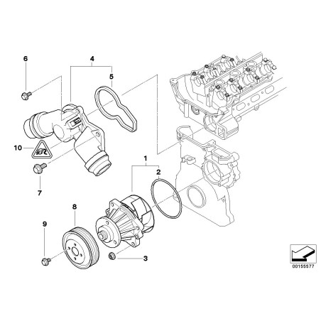 Thermostat de liquide de refroidissement du moteur avec boîtier - Pièce d'origine BMW 11531437040