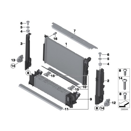 Radiateur de refroidissement moteur pour moteur à essence - Pièce d'origine BMW 17118741830