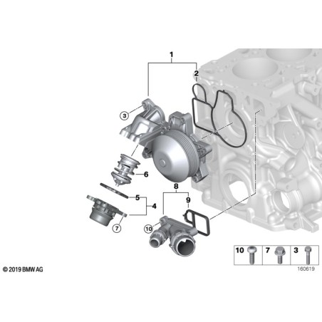 Boîtier de thermostat de pompe à eau de refroidissement du moteur - Pièce d'origine BMW 11517823193