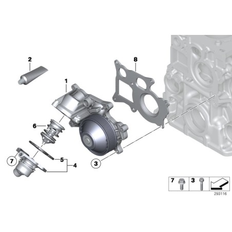 Boîtier de thermostat de pompe à eau de refroidissement du moteur - Pièce d'origine BMW 11518516203
