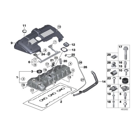 Joint de couvercle de moteur - Pièce d'origine BMW 11127528242